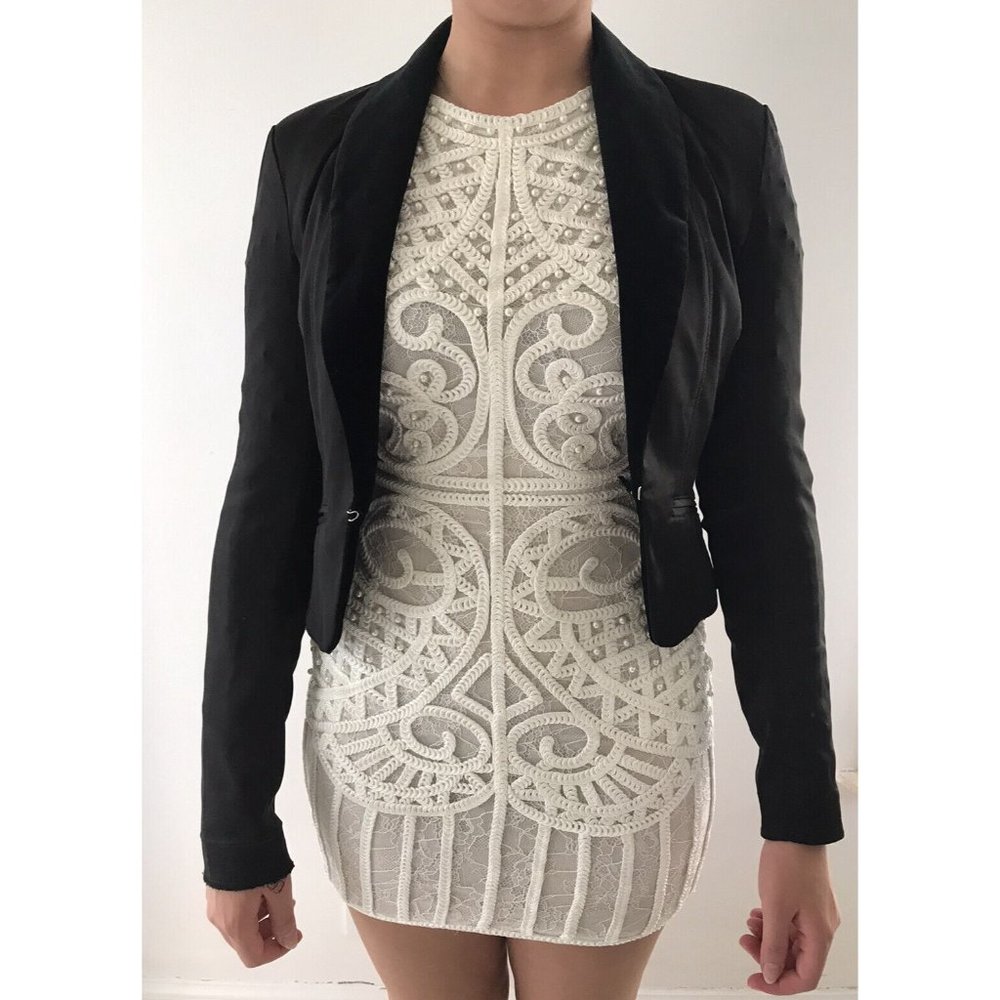 Marciano Womens Jacket Black Acetate Long Sleeves Velvet Collar Business Size XS